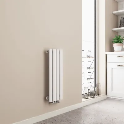 Zdjęcie produktu dla EMKE grzejnik rurowy do pracy z ciepłą wodą podłączenie środkowe pionowy owalny jednowarstwowy 177 W 24 cm x 60 cm biały bez elementu grzejnego