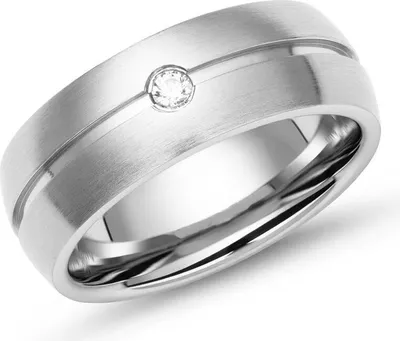 Produktbild von Edelstahlring mit Glanzrille Zirkonia schlicht 7mm von Unique R9163cz