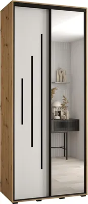 Produktbild von MEBLE KRYSPOL Cannes 13 Schrank mit 2 Schiebetüren - 205,2x110x60 cm - Artisan Weiß Schwarz