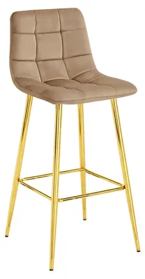 Image de Tabouret Arceto en velours marron avec pieds dorés