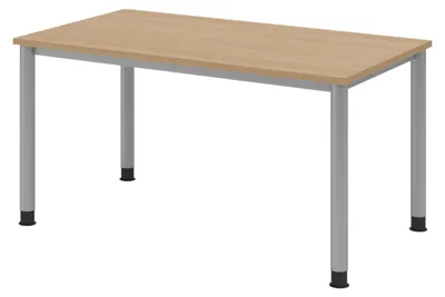 Produktbild von bümö Schreibtisch Serie-H - Gestell: Silber, Nachbildung: Eiche, Größe:  140 x 80 cm