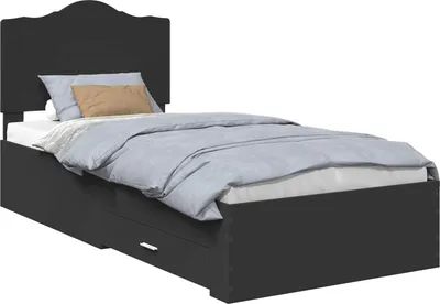 Produktbild von vidaXL Bettrahmen mit Schubladen Schwarz 100 x 200 cm Holzwerkstoff