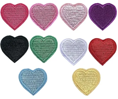 30 Herz-Bügelpatches, 2,3 x 2,4 cm, Polyester, mehrfarbig
