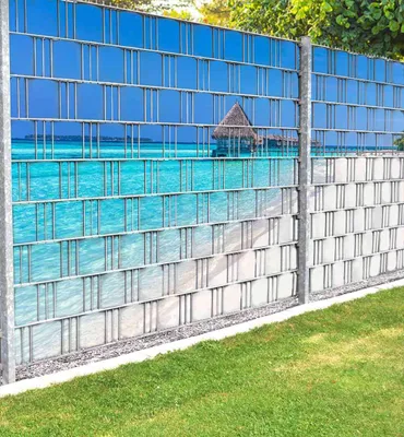 Produktbild von Sichtschutzstreifen Strand Malediven Meer Sichtschutz Garten Zaun - Teil1 + Teil2 500x180cm