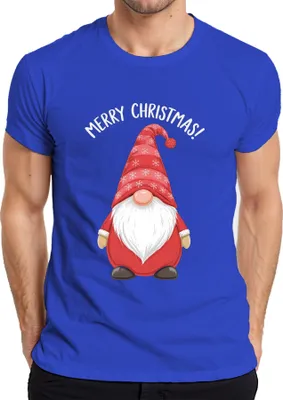 Produktbild von Merry Christmas! Weihnachtsgnom Wichtel Weihnachten Schneeflocken Herren T-Shirt, Blau, M