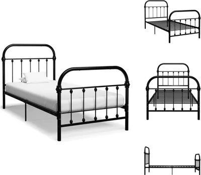 Produktbild von vidaXL Bettgestell Schwarz Metall 100 × 200 cm -  Betten & Bettgestelle
