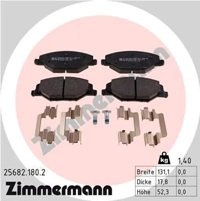Produktbild von ZIMMERMANN 25682.180.2 - Bremsbeläge für Rapid (NH), Fabia II (54), Fabia III (NJ)