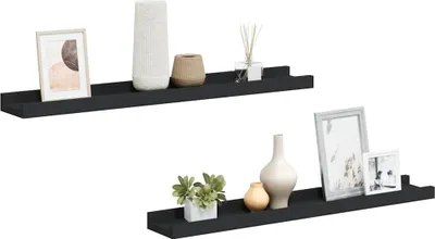 Produktbild von vidaXL Bilderleisten 2 Stk. Schwarz 60x9x3 cm MDF