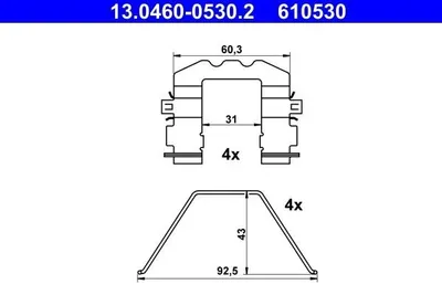 Produktbild von ATE 13.0460-0530.2 Zubehörsatz Scheibenbremsbelag Vorne für HYUNDAI Tucson (TL, TLE) für KIA SPORTAGE (SL)