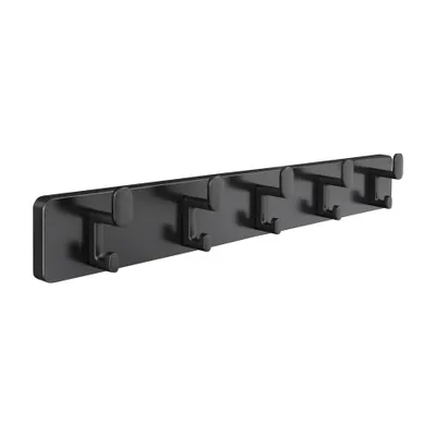 Obrázek produktu pro Věšáková lišta, 500x70mm, 5 háčků, MDF černá mat