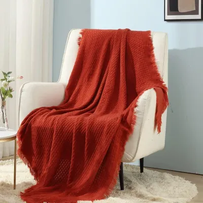 Imagen del producto de Omgoods - Manta tejida a crochet para sofá o sillón, 127 x 152 cm (50 x 60 pulgadas)