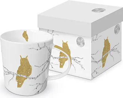 Produktbild von 1 Kaffeebecher Eule, gold, Kaffeetasse Tassen Teetassen Henkelbecher, Mystic Owl