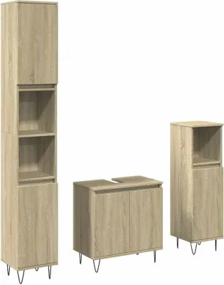 Zdjęcie produktu dla vidaXL 3-częściowy zestaw mebli łazienkowych materiał drewnopochodny dąb sonoma