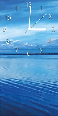 Produktbild von Wallario Design Wanduhr Blaue Meeresbucht in Italien mit Spiegelung im Wasser aus Echtglas, Größe 30 x 60 cm