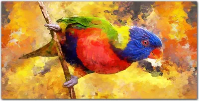 Produktbild von Coloray Küchenrückwand 120x60 Spritzschutz aus Glas - Zweig Tier Vogel Papagei