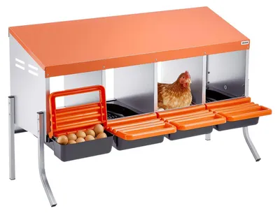 Kippennest mit 4 Legenestern, Standfüße, orange