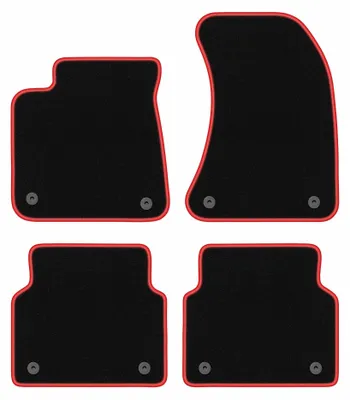 Produktbild von Velours-Fußmatten für Audi A8 D4 2009-2017 (Limousine) – 4-tlg, Schwarz/Rot, passgenau – Wielganizator CARLUX
