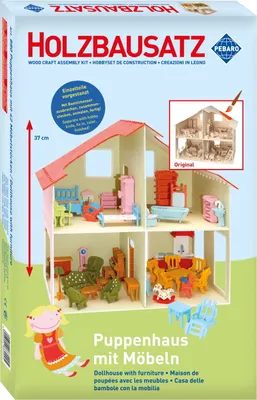 Immagine prodotto di Kit casa delle bambole in legno con mobili