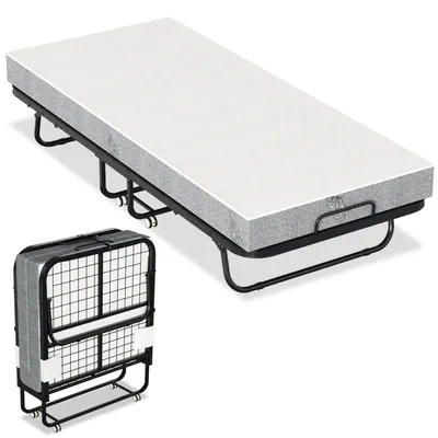 Produktbild von Eikuavons Gästebett klappbar 90x200 cm, 13 cm Komfortmatratze, bis 200 kg, mit Rollen und Schutzbezug