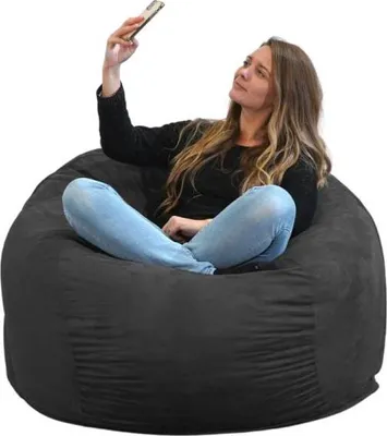 Image de Pouf géant déhoussable microsuède gris 120 cm