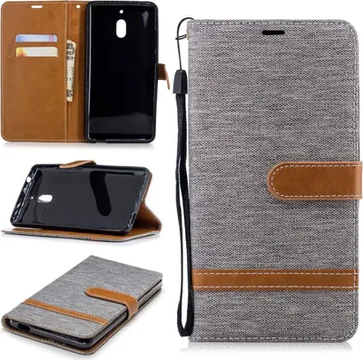 Produktbild von Tasche für Nokia 2.1 Jeans Cover Handy Schutz Hülle Case Grau