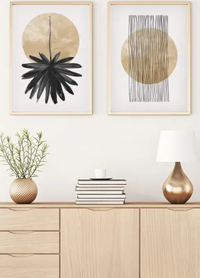 Produktbild von Wallity, Huhu52 - 70 x 50, Dekorativ gerahmtes MDF-Gemälde (2 Stück), 100 % MDF, Mehrfarbig, 50 x 70 cm