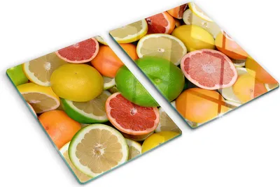Imagen del producto de Cubierta para placa de cocina – Cubierta para placa de inducción – Placa de vidrio protectora – 2x40x52 cm – Placas de vidrio protectoras para cocina – Vidrio templado – Frutas cítricas