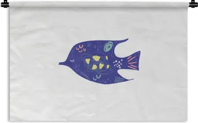 Produktbild von MuchoWow® Wandteppich Wandbehang Fisch - Lila - Pastell 90x60 cm Tapisserie Dekoration Wandtuch - Wandskulpturen - Bildteppich