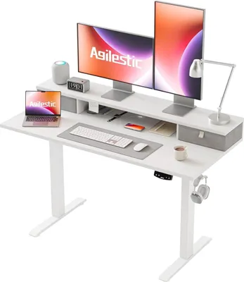 Obrázok produktu pre Výškovo nastaviteľný stôl s 2 zásuvkami 120x60cm Elektrický