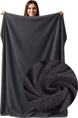 Produktbild von Frottee Strandtuch XXL 120x200cm Badetuch groß 100% Baumwolle Badehandtuch Frottier Saunatuch Decke (Anthrazit)