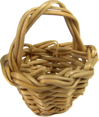 Produktbild von Miniatur Bügelkorb hell, 1,5 cm hoch, Deko für Weihnachtskrippe, Puppenstube