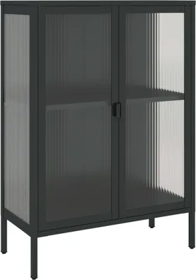 Image de Buffet noir 75x35x105 cm verre et acier