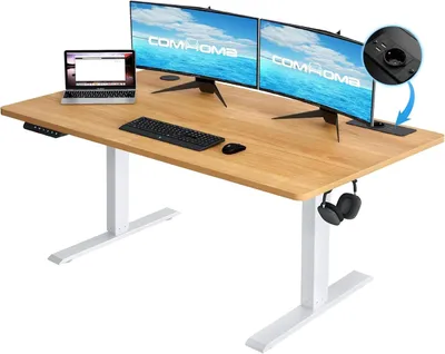 Image de Bureau à hauteur réglable électriquement - Bureau debout DTS110 - Port USB - Piètement métallique - Dimensions : 160 × 70 × 116 cm - Ergonomique - Marron chocolat