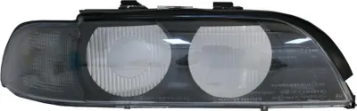 Productafbeelding van Koplampglas, rechterkant, rookgrijs, voor BMW 5-serie E39, modeljaren 1995-2000.