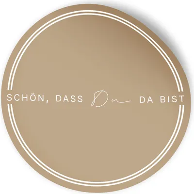 Produktbild von ITENGA 24x Aufkleber Sticker 4cm rund Schön dass du da bist V3 latte macchiato
