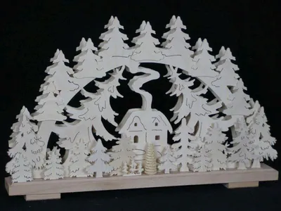 Produktbild von Schwibbogen mit Haus im Wald und Beleuchtung BxHxT 50x31x7cm NEU