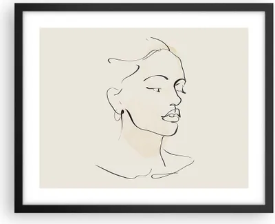 Produktbild von Gerahmtes Poster - Schwarzer Rahmen - Frau Zeichnung Linie - 50x40 cm - Wand Bild - Wanddeko - Wandbilder - Kunstposter - Wandposter - Bilderrahmen - Bilder - Kunstdruck - P2BAA50x40-5046