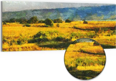 Produktbild von DEQORI Hybrid Leinwand Bild 150x60 cm 'Farbige Freiheit' Wandbild Glas flach modern