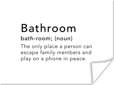 Produktbild von MuchoWow® Poster Sprichwörter - Zitate - Der einzige Ort, an dem ein Mensch seinen Familienmitgliedern entkommen kann - das Badezimmer 80x60 cm - Kunst für zu Hause