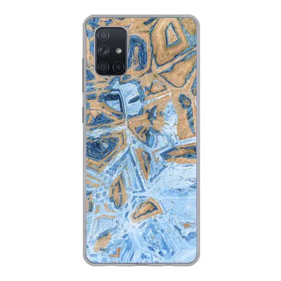 Produktbild von MuchoWow® Handyhülle Schutzhülle Hülle für Samsung Galaxy A71 Marmor - Farbe - Gold - Blau Silikon Softcase Handy Hülle - Kartenbesitzer