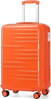 Zdjęcie produktu dla Walizka podróżna 34 l – z zamkiem TSA i kółkami obracającymi się o 360° – bagaż podróżny – 54 x 36,5 x 21,5 cm – 2,4 kg – bagaż podręczny – regulowana rączka – wakacje – pomarańczowa