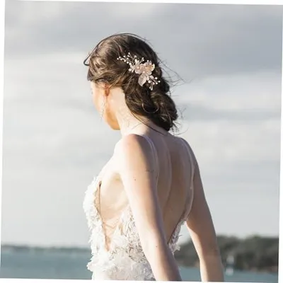 Produktbild von Hochzeits Haarkamm mit Strass und Perlen Braut Haarschmuck für Hochzeit Abschlussball und Festivals Haardekor für Braut Brautjungfern und Blumenmädchen