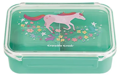 Image de Boîte à lunch Crocodile Creek « Bento Zauberwelt » verte pour enfants