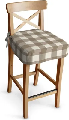 Productafbeelding van Dekoria zitkussen voor barkruk Ingolf, wit-beige geruit, barkruk Ingolf