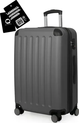 Produktbild von HAUPTSTADTKOFFER Spree - Reisekoffer 65cm erweiterbar + digitaler Gepäckanhänger Kofferschild, Hartschalen-Koffer Hardcase Luggage ABS -TSA - 74L ,Graphit