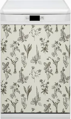 Produktbild von Küche Dekorative Magnete  Magnet Folie für Geschirrspüler 45x80 cm   - Skizzierte Blumen