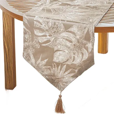 Imagen del producto de Elzusha - Mantel de poliéster, color crema, 30 x 1 x 180 cm - Ideal para fiestas