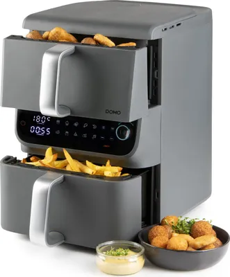Obrázek produktu pro Domo DO549FR, Horkovzdušná fritéza, 10 l, 80 °C, 200 °C, Dvojitý, Šedá