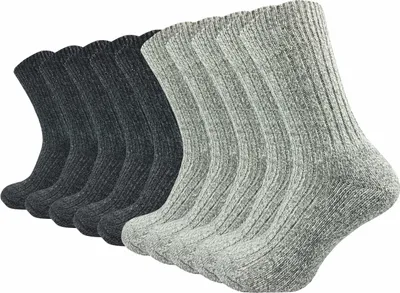 Produktbild von Gawilo Norwegersocken mit Wolle und gepolsterter Frotteesohle | Warmer Winterstrumpf gegen kalte Füße | Herren (10 Paar), Schwarz Grau / 43 - 46