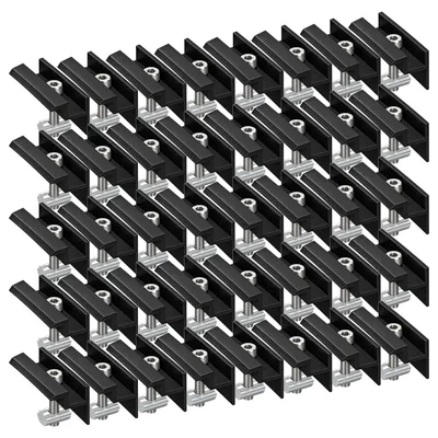 Produktbild von 40x Endklemme schwarz 30mm Solar Modul jeweils im Befestigungsset mit je Nutenstein, Zylinderkopfschraube, Federring - Alu PV Montage Halterung